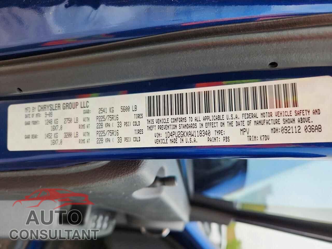 DODGE NITRO 2010 - 1D4PU2GKXAW118340
