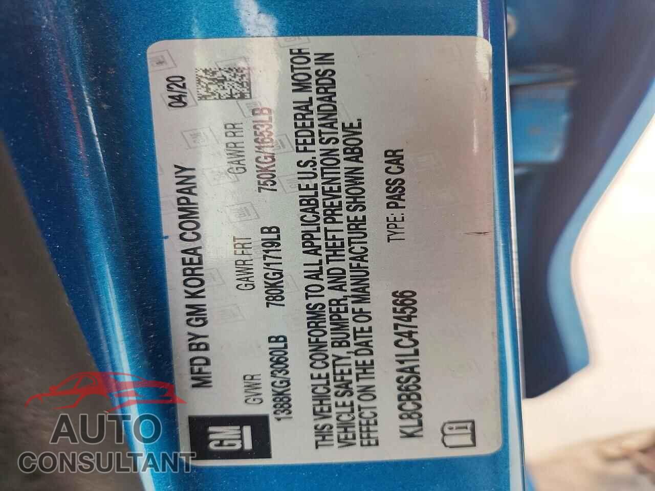 CHEVROLET SPARK 2020 - KL8CB6SA1LC474566