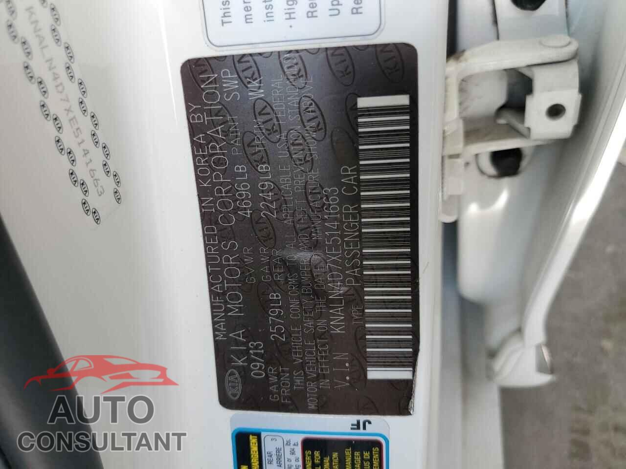 KIA CADENZA 2014 - KNALN4D7XE5141663