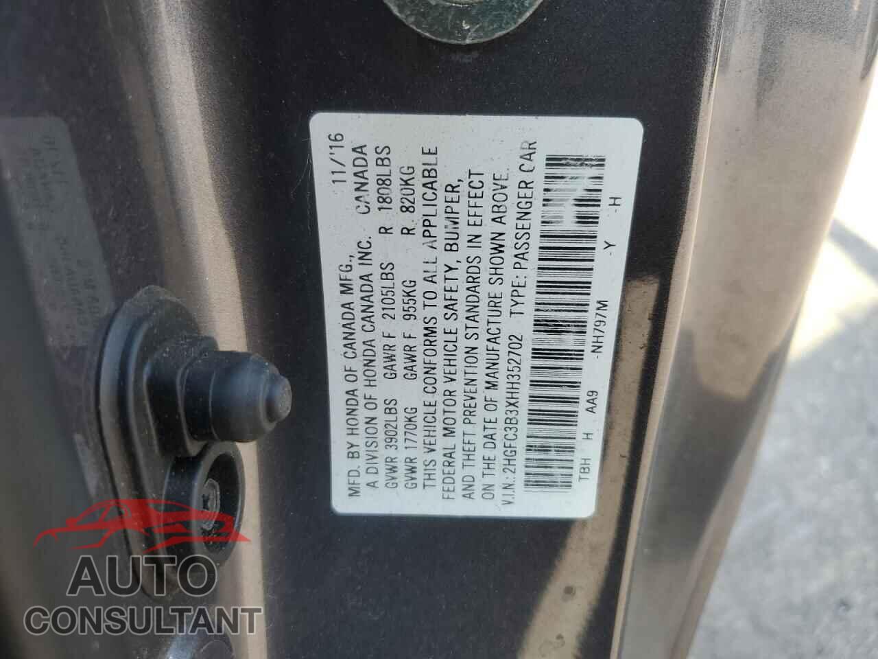 HONDA CIVIC 2017 - 2HGFC3B3XHH352702