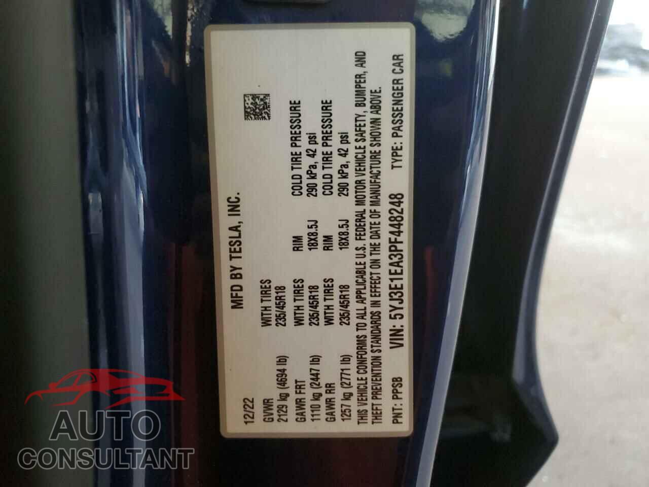 TESLA MODEL 3 2023 - 5YJ3E1EA3PF448248