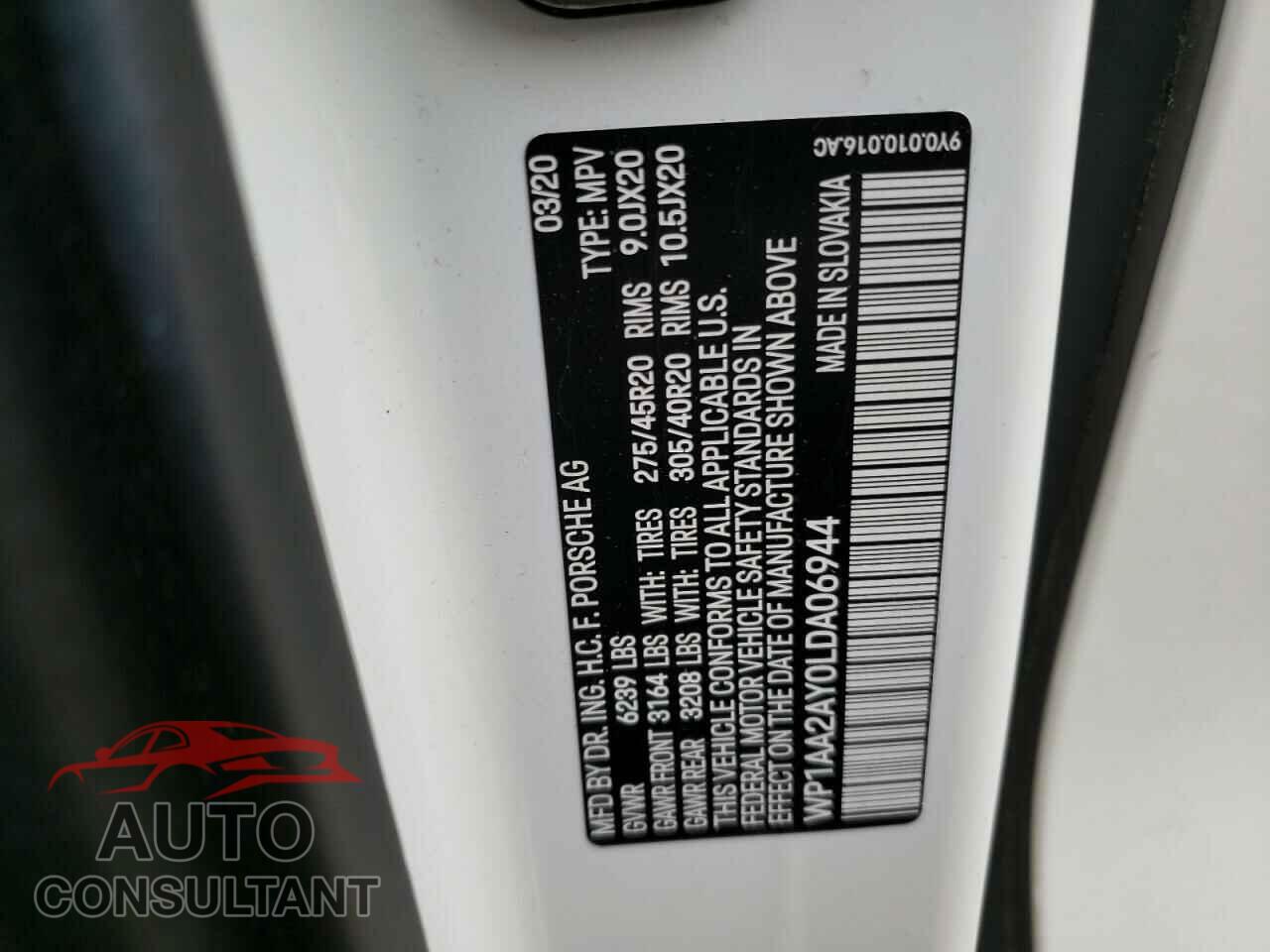 PORSCHE CAYENNE 2020 - WP1AA2AY0LDA06944