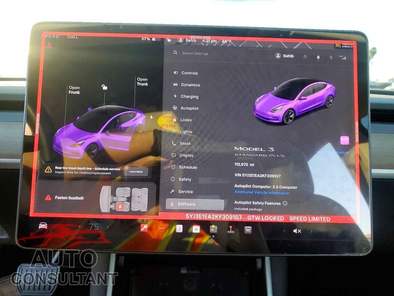 TESLA MODEL 3 2019 - 5YJ3E1EA2KF309107