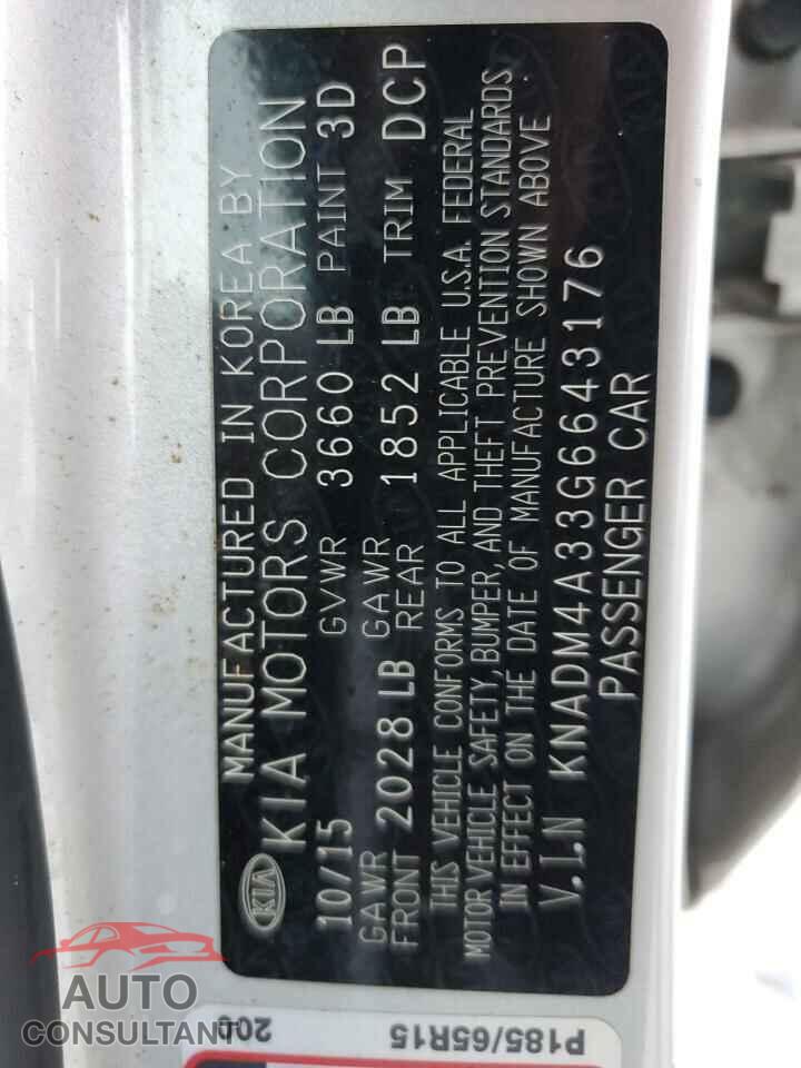 KIA RIO 2016 - KNADM4A33G6643176