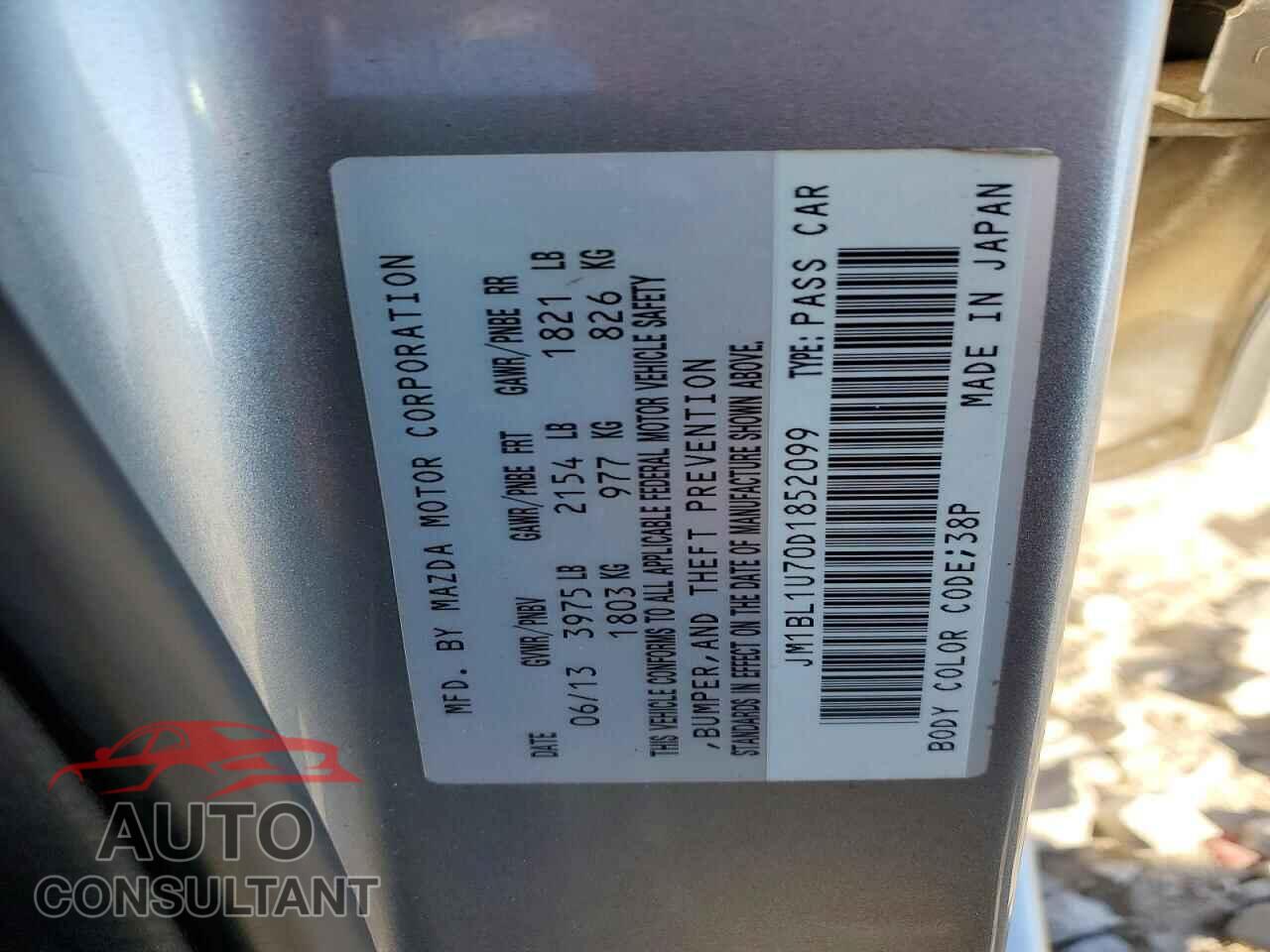 MAZDA 3 2013 - JM1BL1U70D1852099