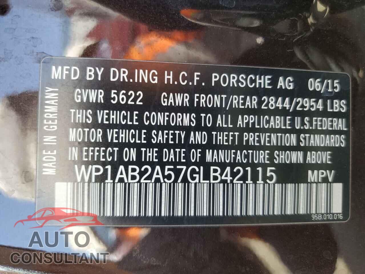 PORSCHE MACAN 2016 - WP1AB2A57GLB42115