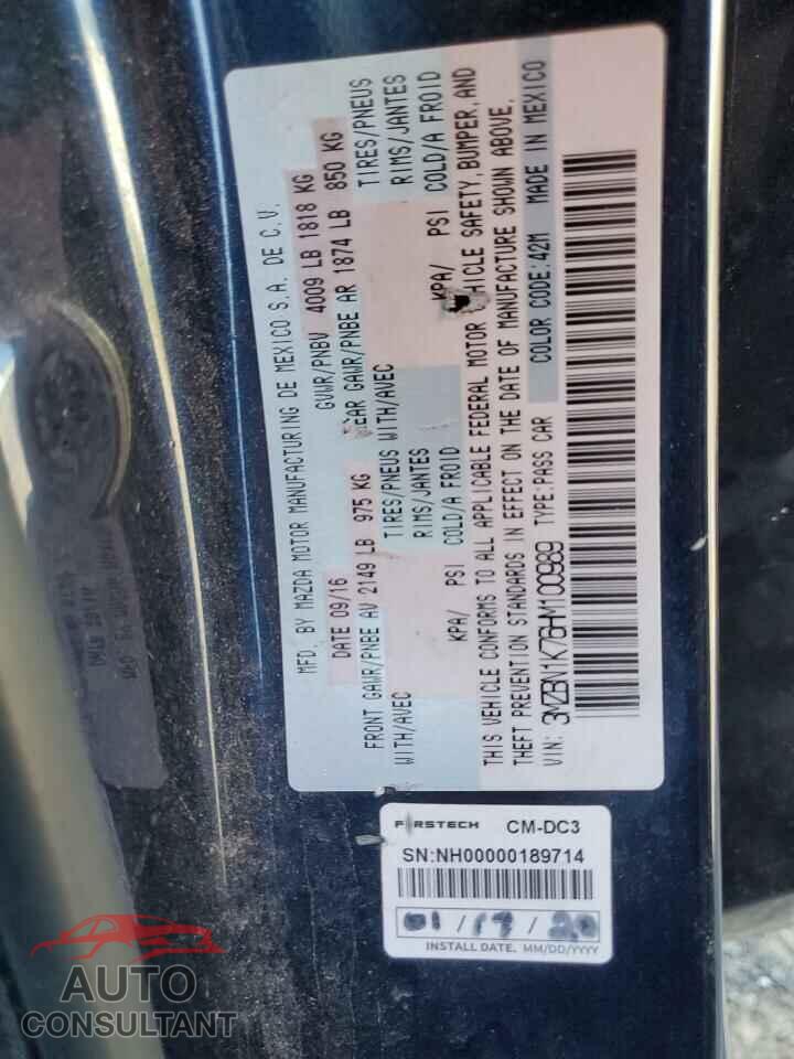 MAZDA 3 2017 - 3MZBN1K76HM100989