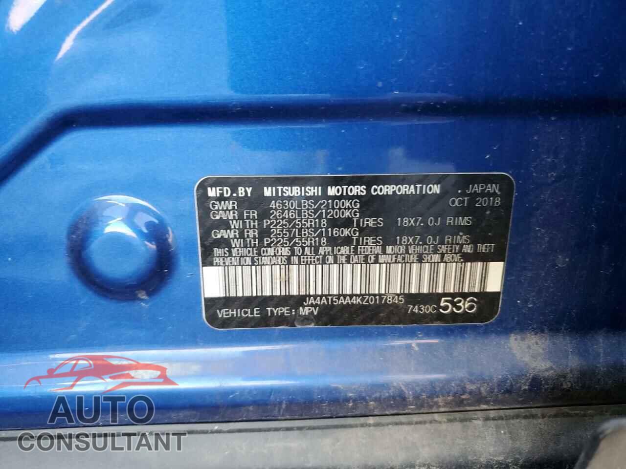 MITSUBISHI ECLIPSE 2019 - JA4AT5AA4KZ017845