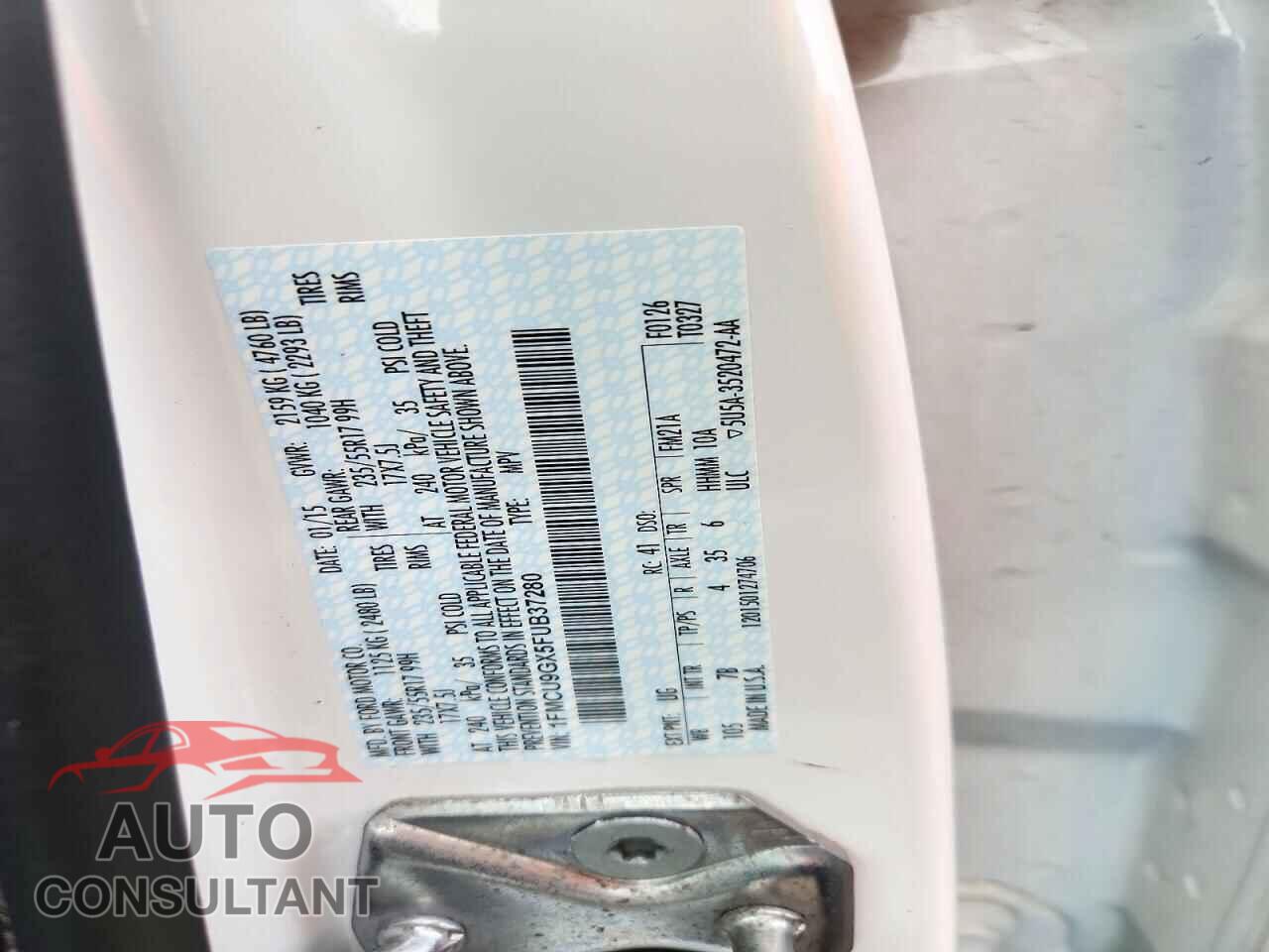 FORD ESCAPE 2015 - 1FMCU9GX5FUB37280