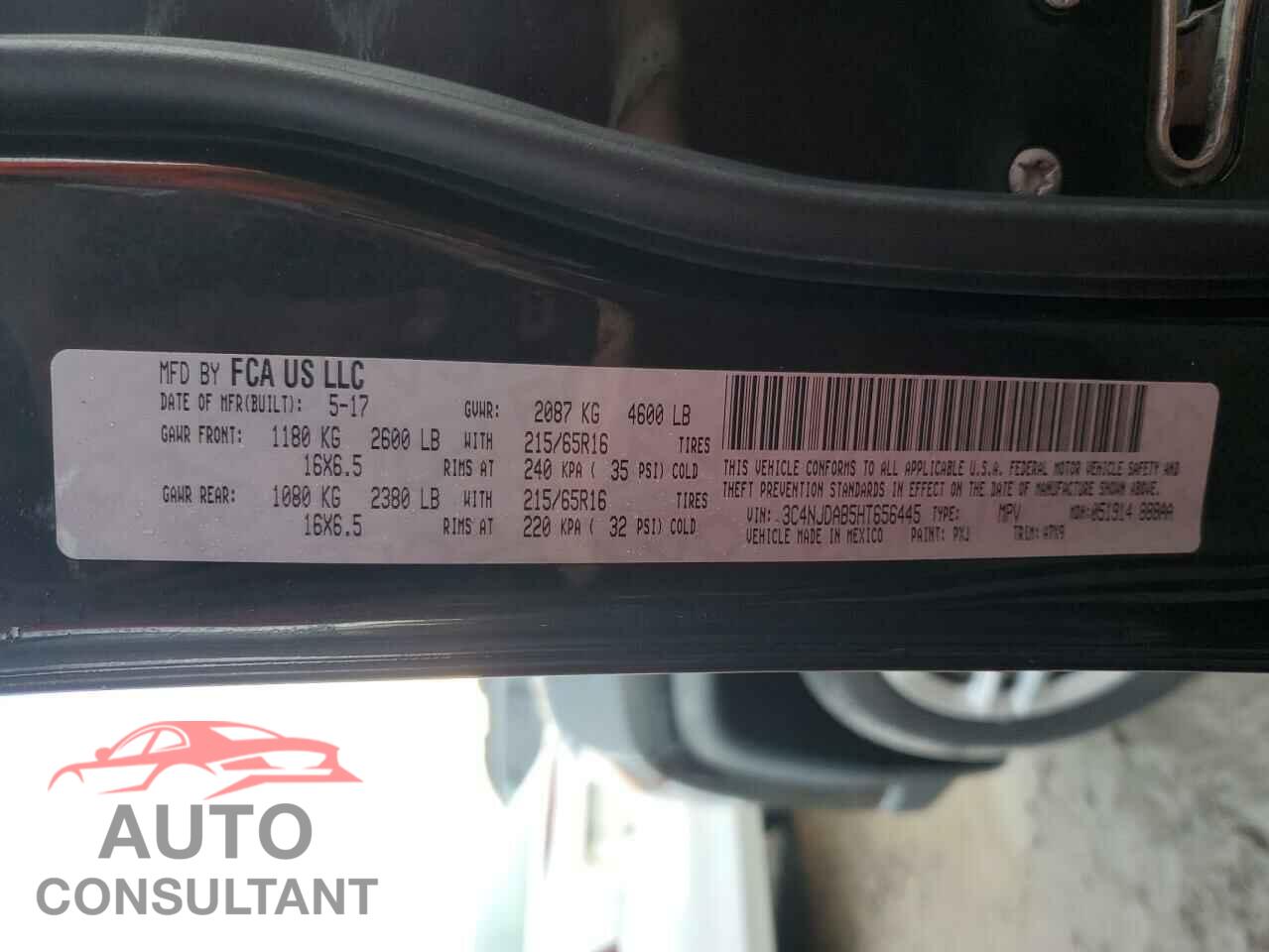 JEEP COMPASS 2017 - 3C4NJDAB5HT656445