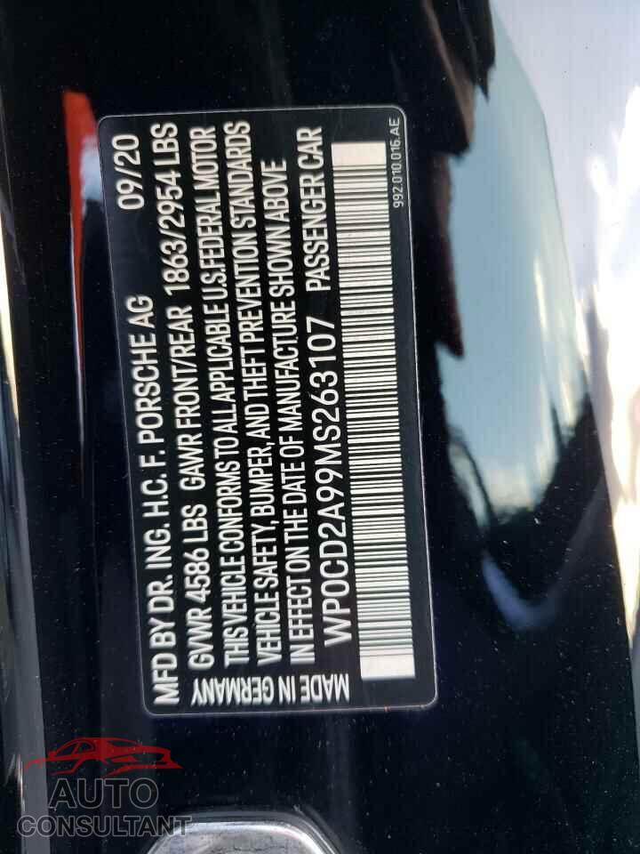 PORSCHE 911 2021 - WP0CD2A99MS263107