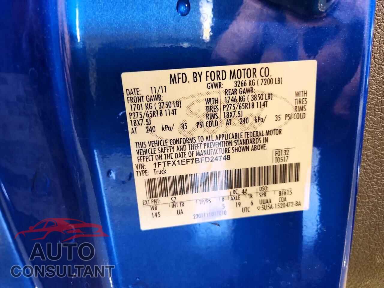 FORD F150 2011 - 1FTFX1EF7BFD24748