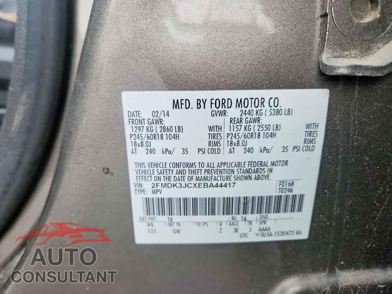 FORD EDGE 2014 - 2FMDK3JCXEBA44417