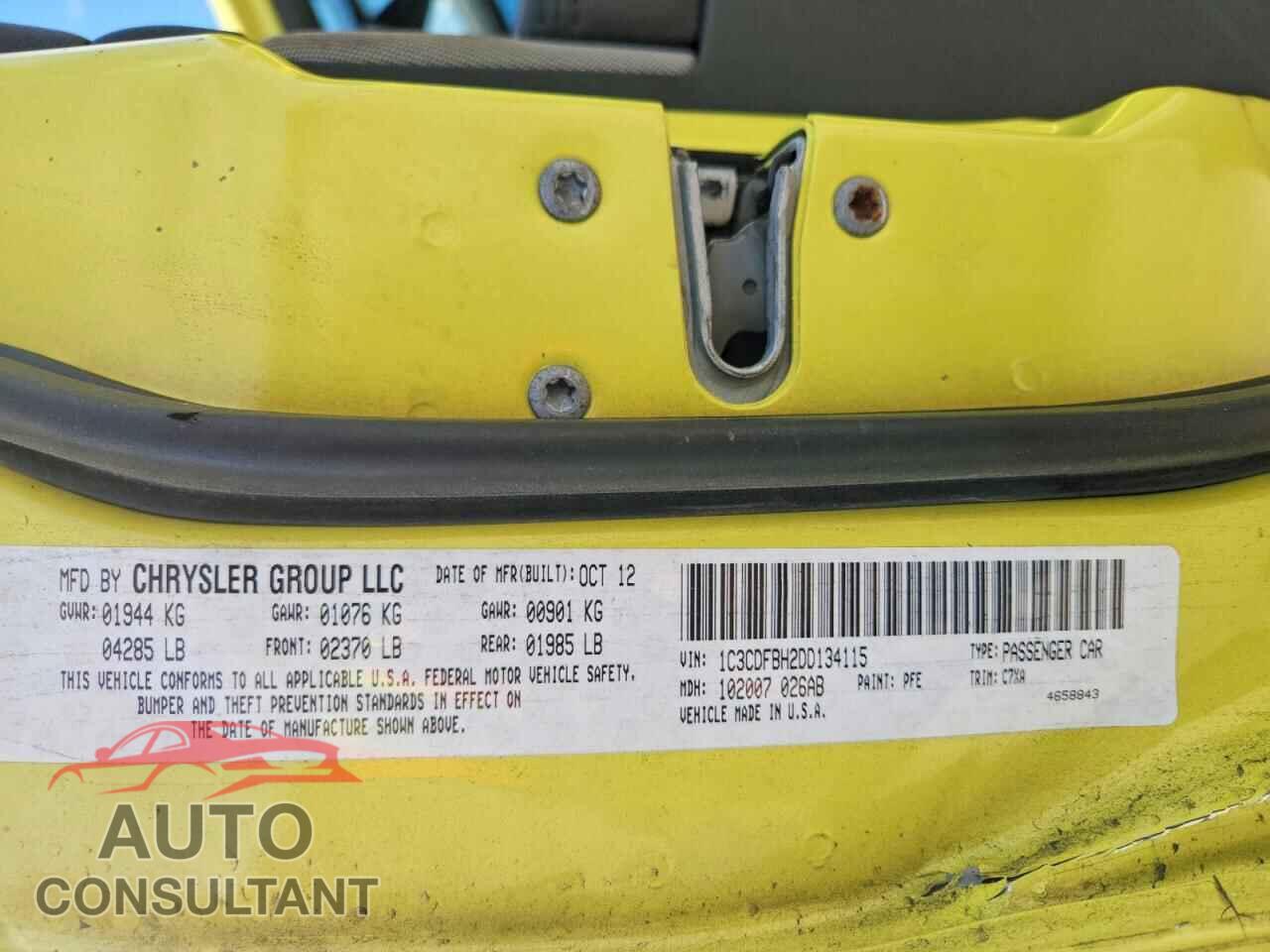 DODGE DART 2013 - 1C3CDFBA8DD259090