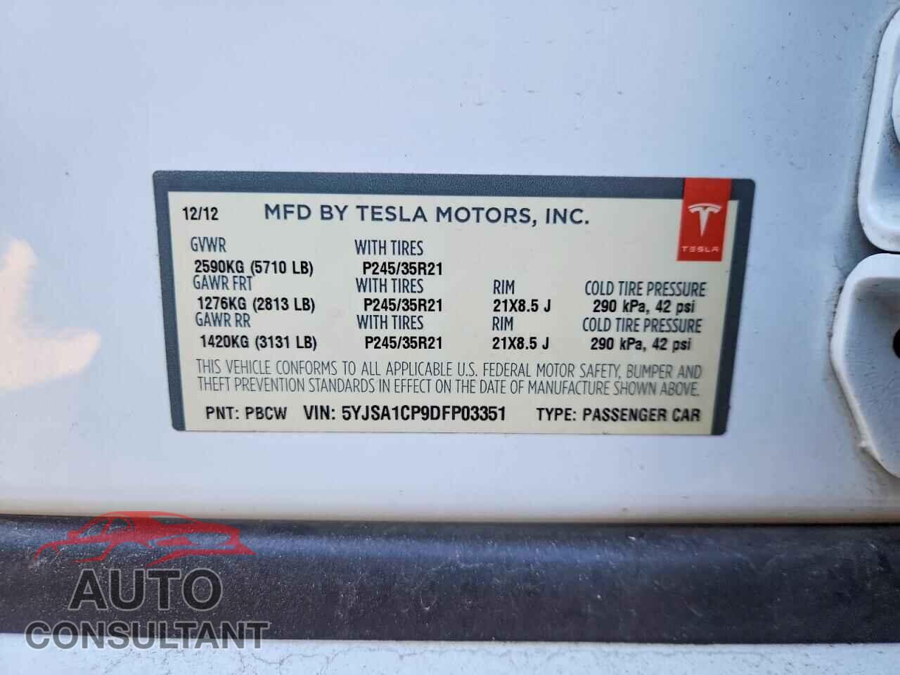 TESLA MODEL S 2013 - 5YJSA1CP9DFP03351