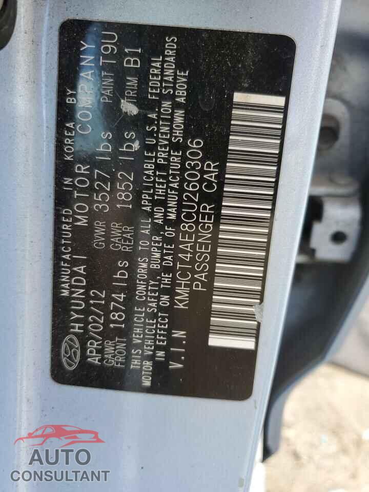 HYUNDAI ACCENT 2012 - KMHCT4AE8CU260306