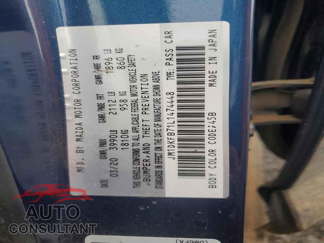 MAZDA CX-3 2020 - JM1DKFB71L1474448