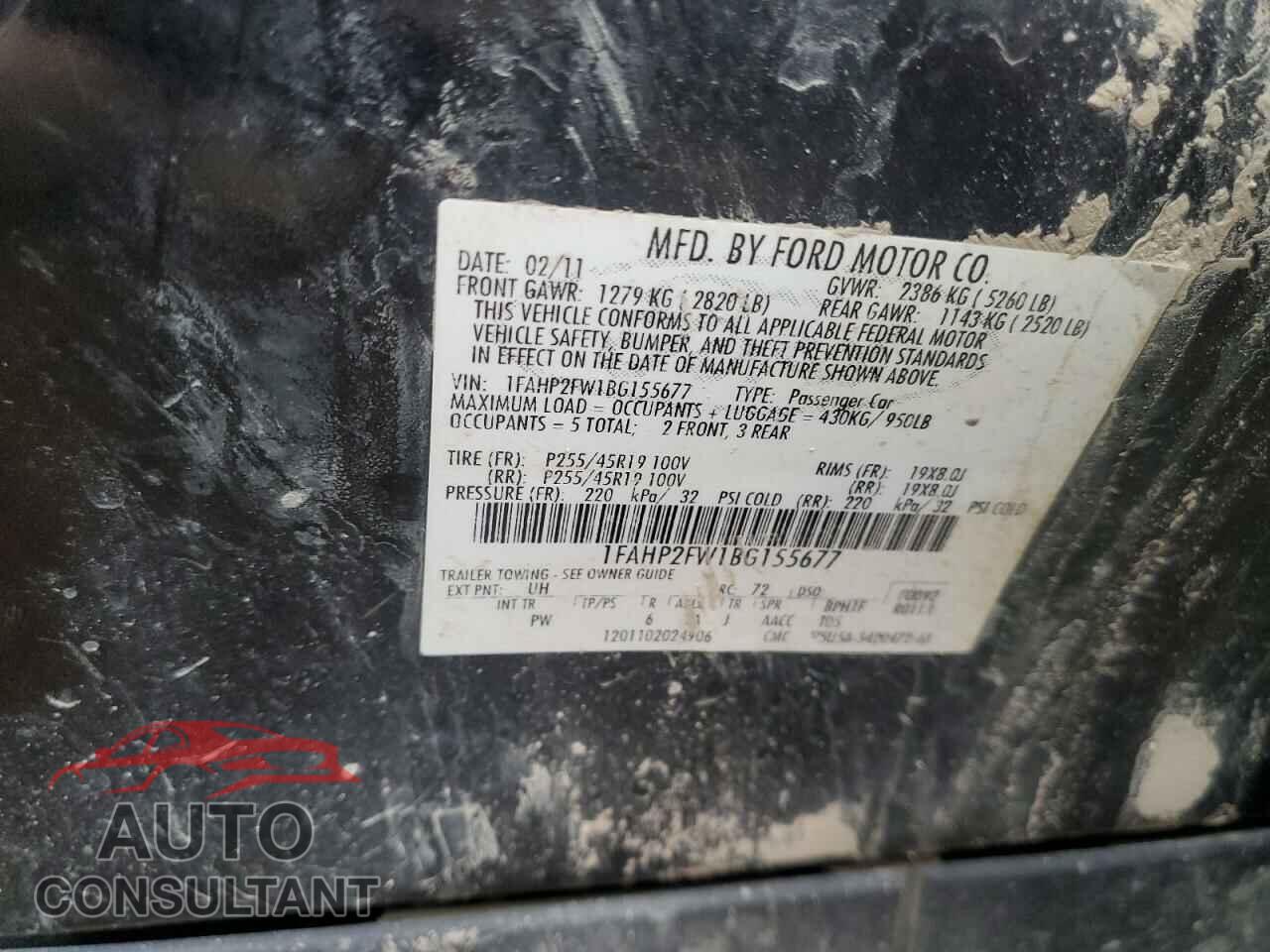 FORD TAURUS 2011 - 1FAHP2FW1BG155677