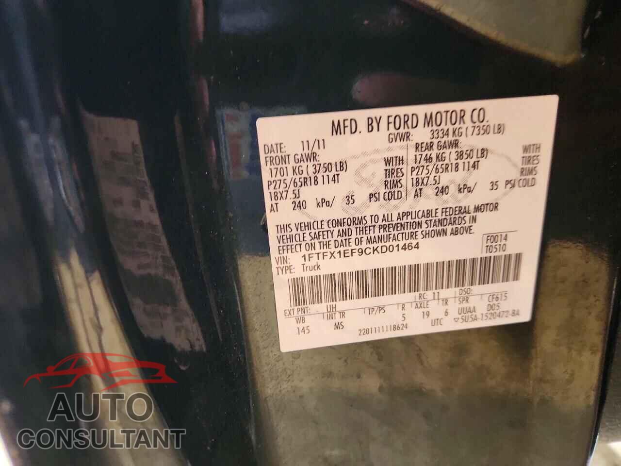 FORD F150 2012 - 1FTFX1EF9CKD01464