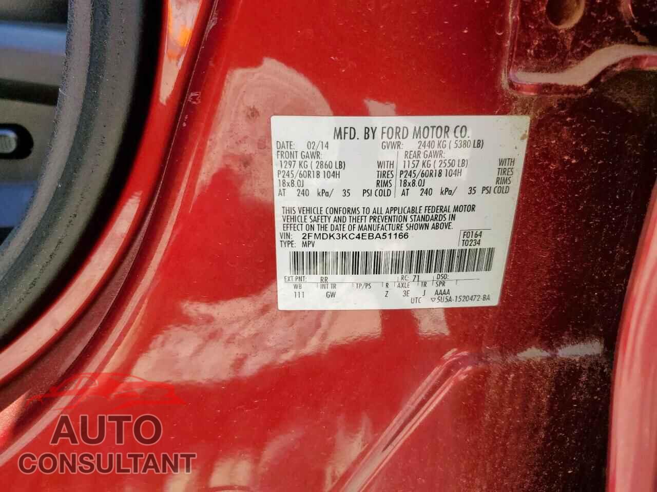 FORD EDGE 2014 - 2FMDK3KC4EBA51166