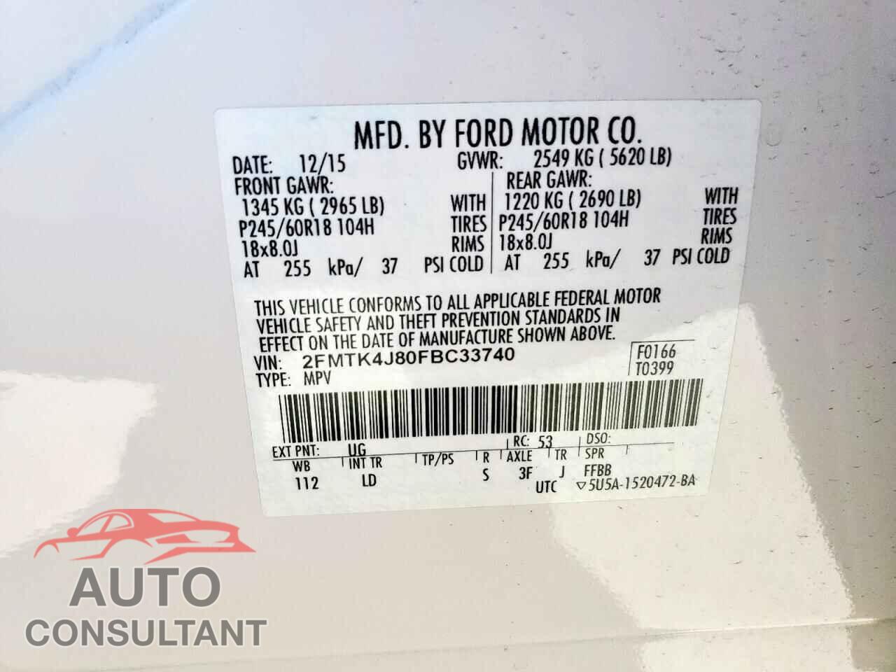 FORD EDGE 2015 - 2FMTK4J80FBC33740
