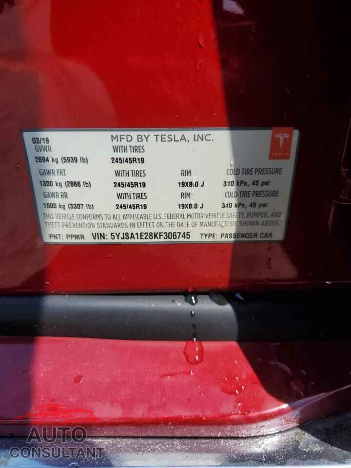 TESLA MODEL S 2019 - 5YJSA1E28KF306745
