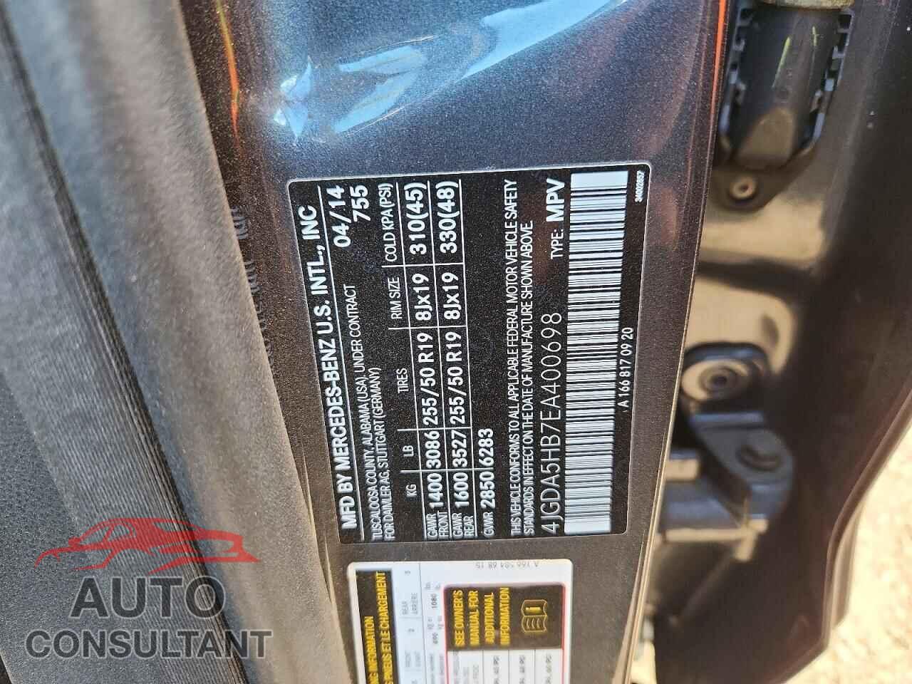 MERCEDES-BENZ M-CLASS 2014 - 4JGDA5HB7EA400698