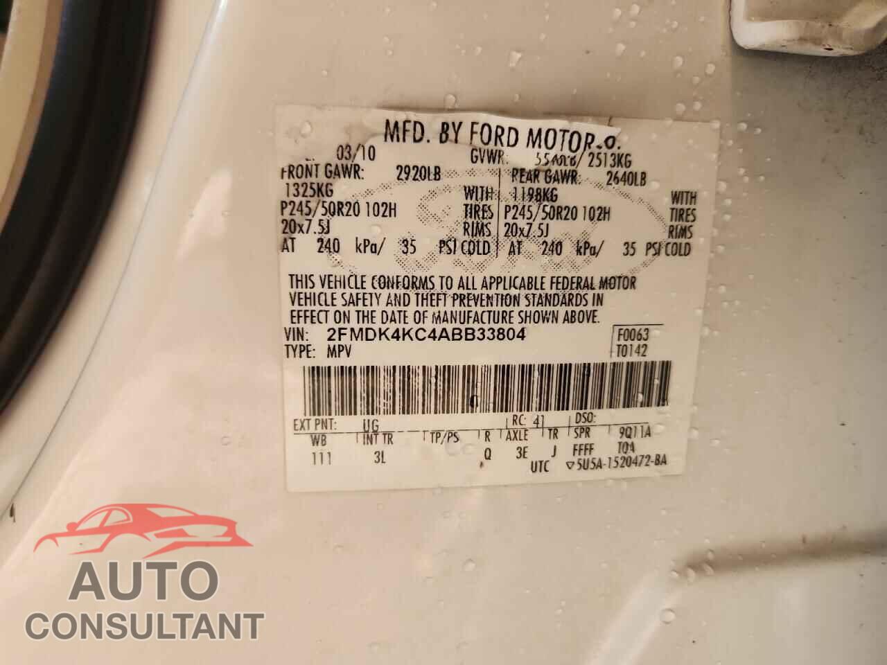 FORD EDGE 2010 - 2FMDK4KC4ABB33804