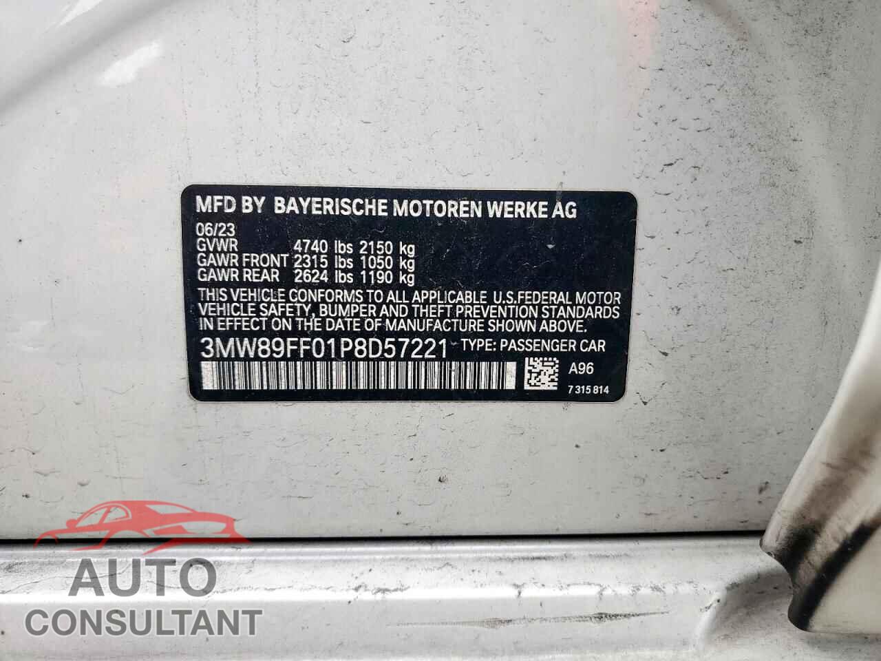 BMW 3 SERIES 2023 - 3MW89FF01P8D57221