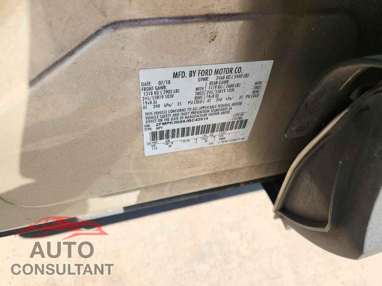 FORD EDGE 2018 - 2FMPK3K89JBC43914