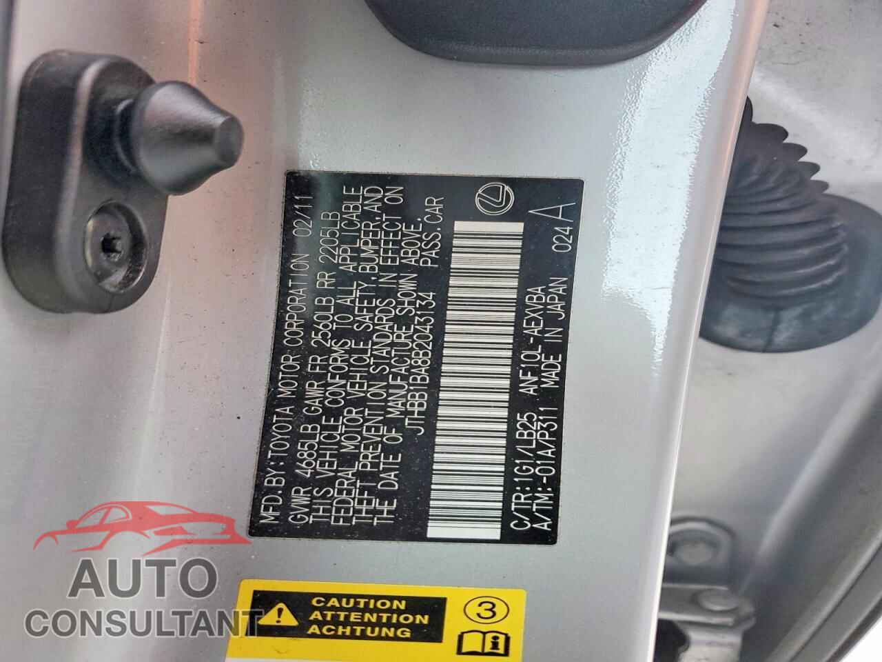 LEXUS HS 2011 - JTHBB1BA8B2043134