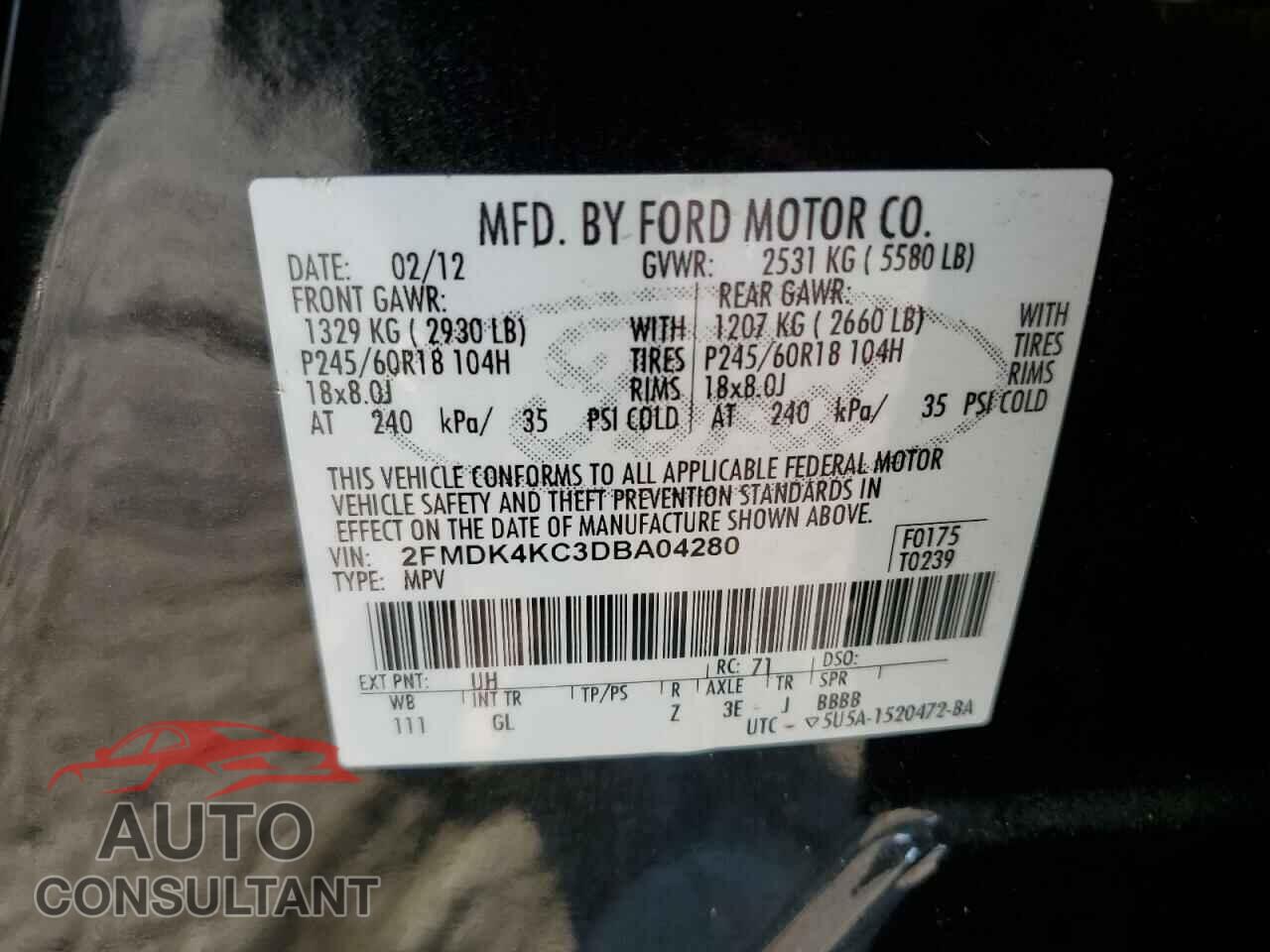 FORD EDGE 2013 - 2FMDK4KC3DBA04280