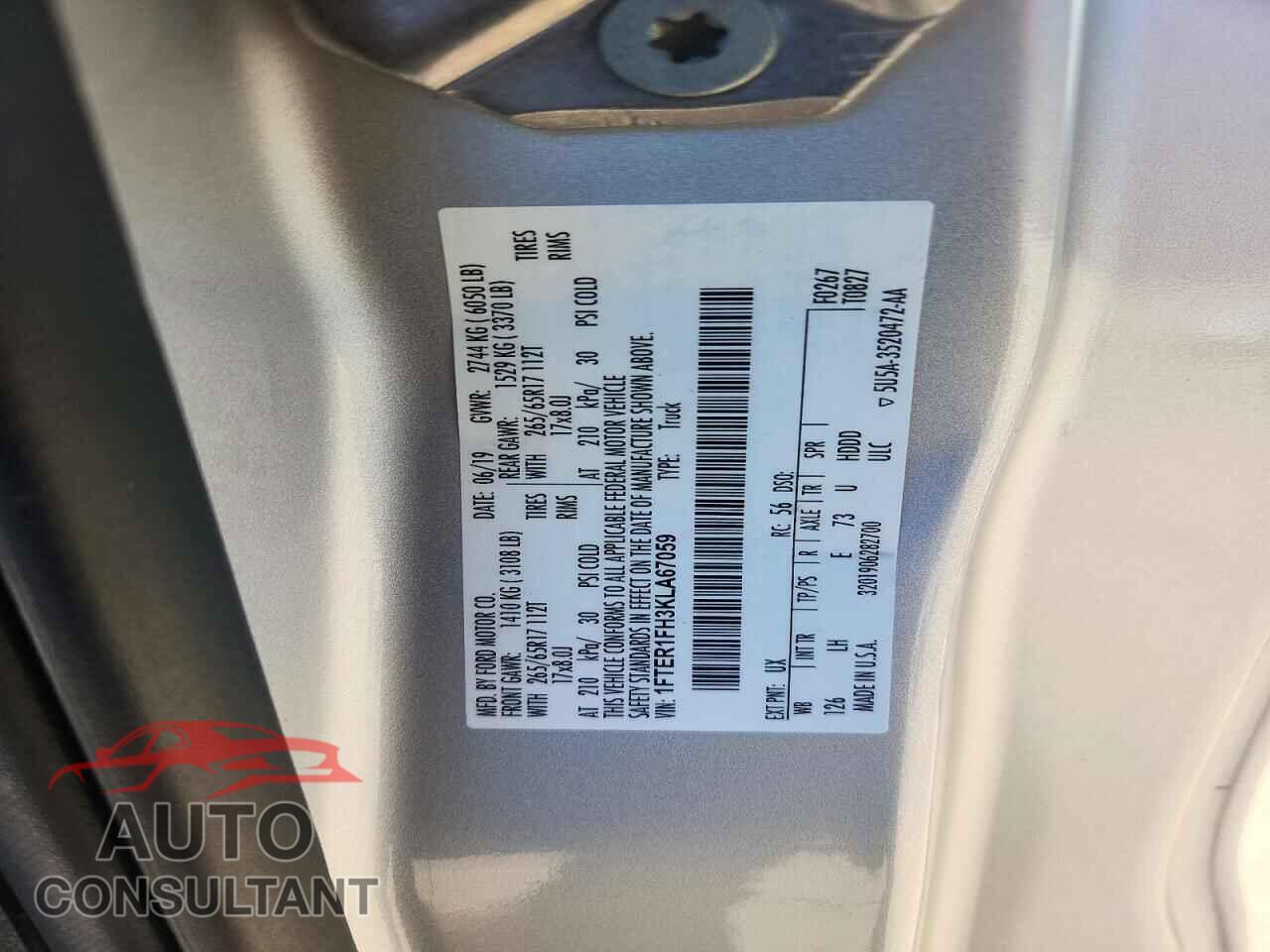 FORD RANGER 2019 - 1FTER1FH3KLA67059