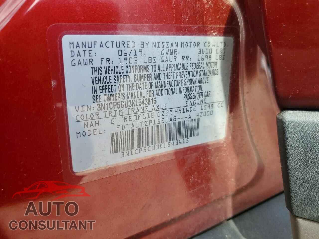 NISSAN KICKS 2019 - 3N1CP5CU3KL543615
