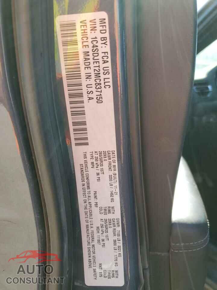 DODGE DURANGO 2021 - 1C4SDJET2MC837150