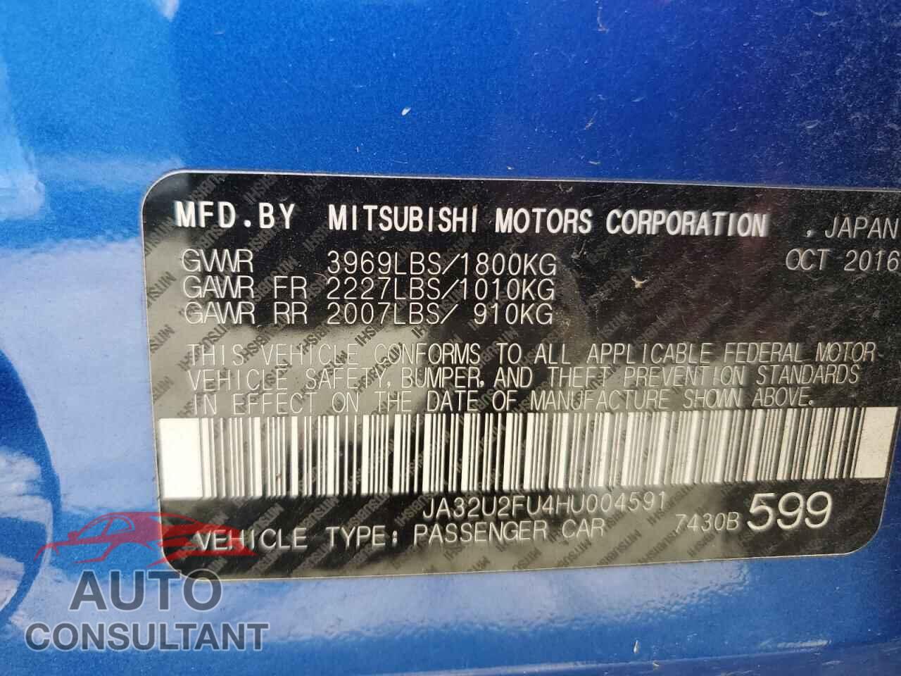 MITSUBISHI LANCER 2017 - JA32U2FU4HU004591
