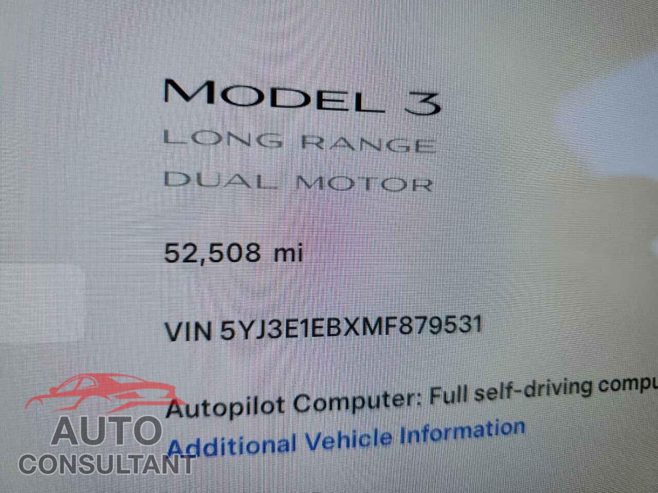 TESLA MODEL 3 2021 - 5YJ3E1EBXMF879531