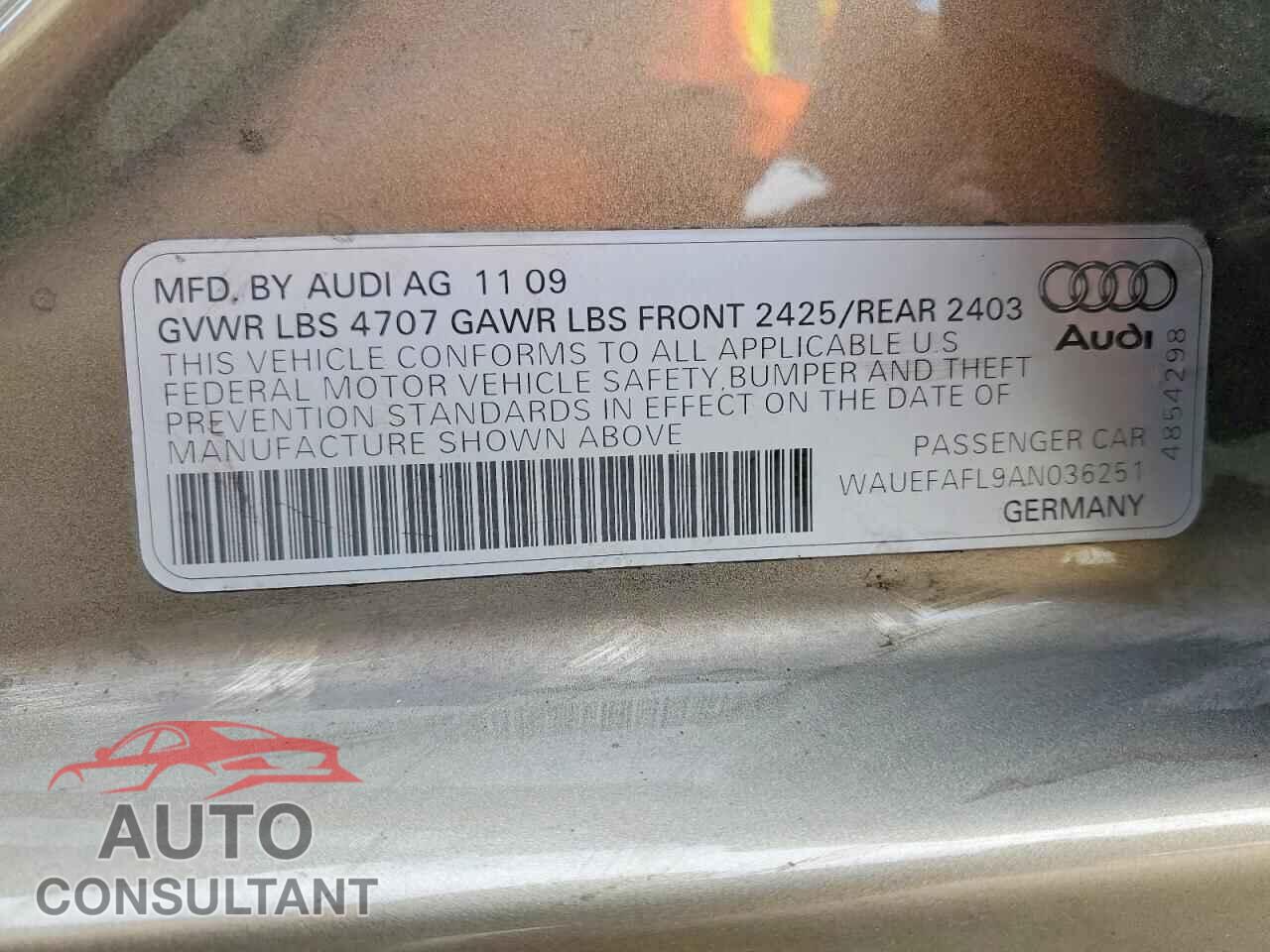 AUDI A4 2010 - WAUEFAFL9AN036251