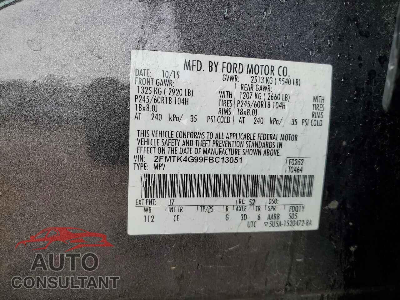 FORD EDGE 2015 - 2FMTK4G99FBC13051