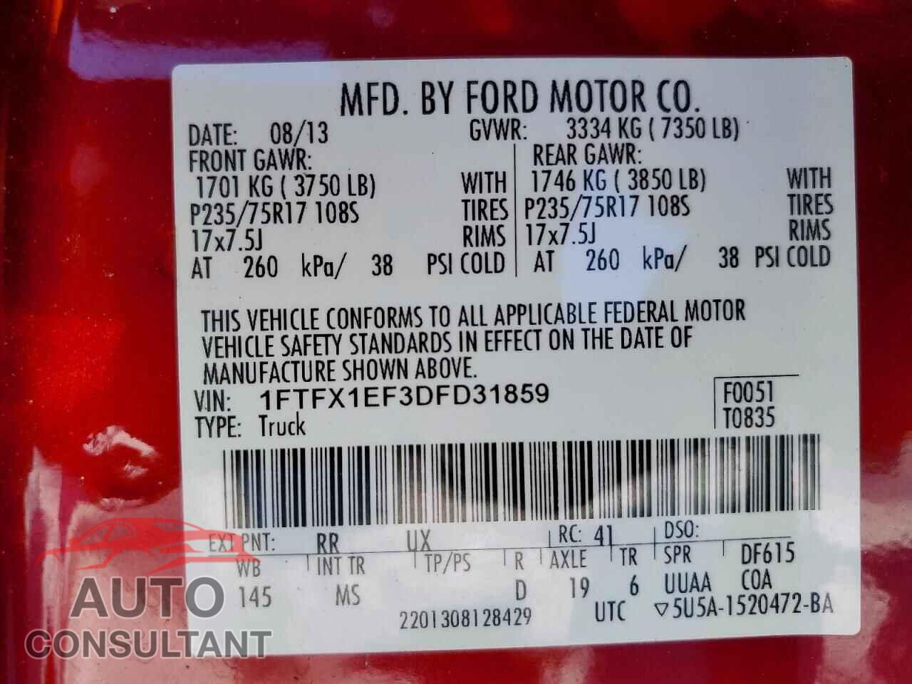 FORD F-150 2013 - 1FTFX1EF3DFD31859