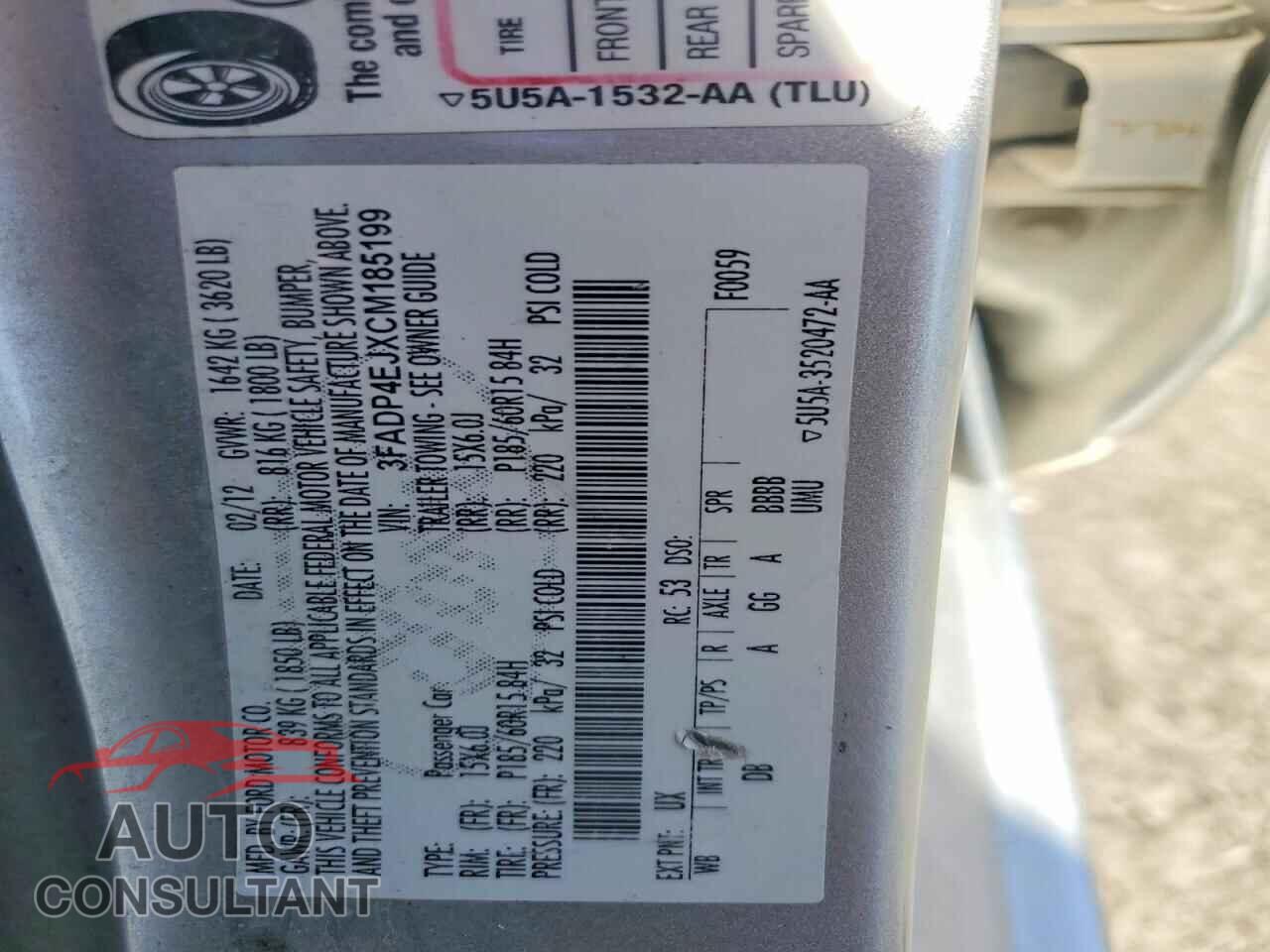 FORD FIESTA 2012 - 3FADP4EJXCM185199