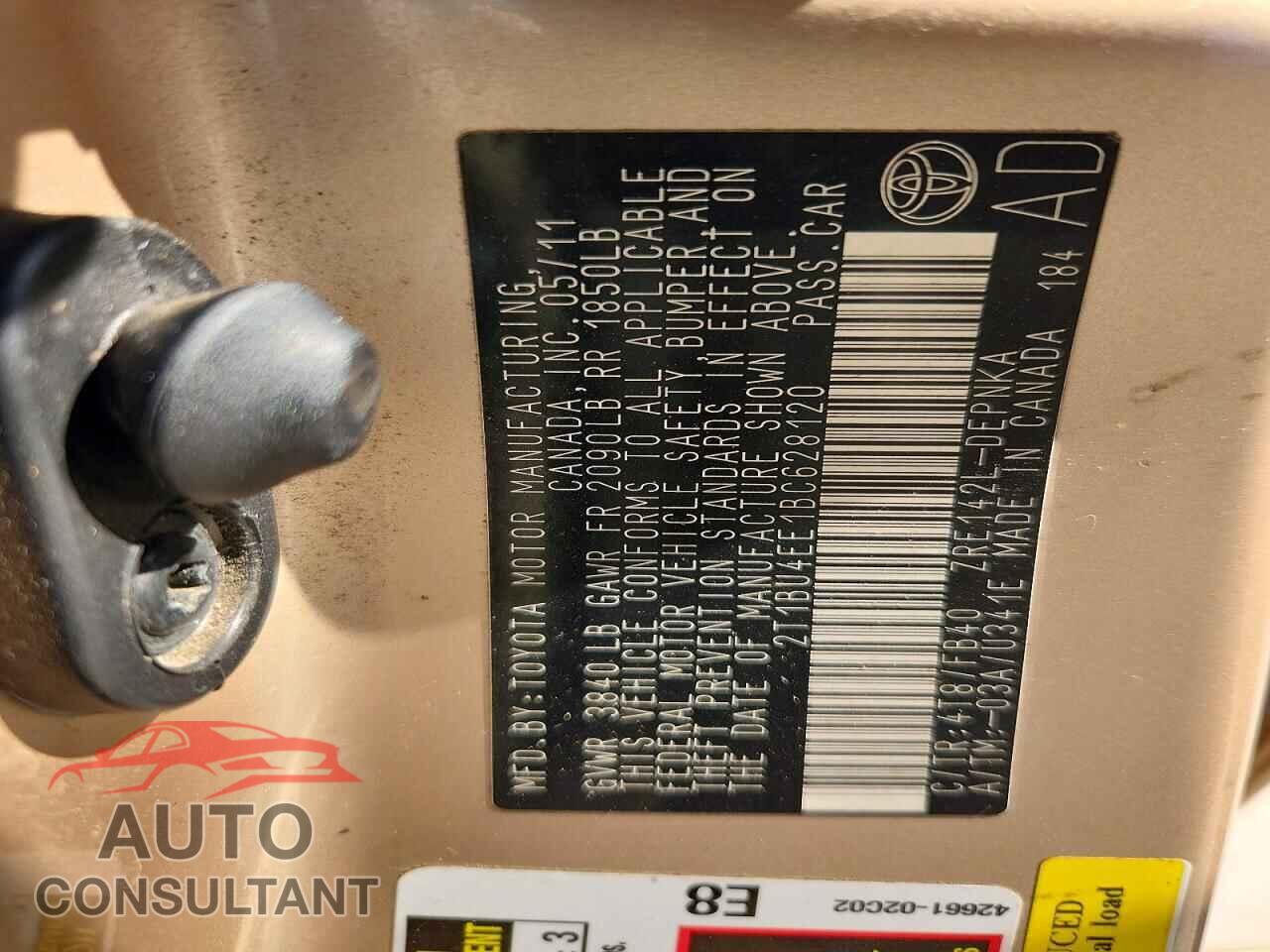 TOYOTA COROLLA 2011 - 2T1BU4EE1BC628120
