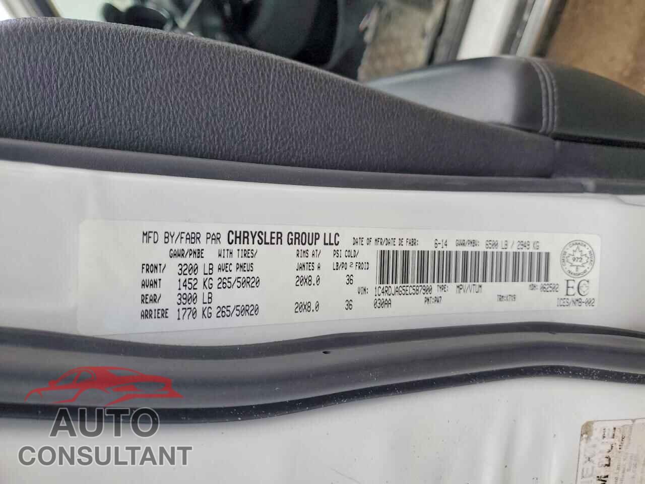 DODGE DURANGO 2014 - 1C4RDJAG5EC587900