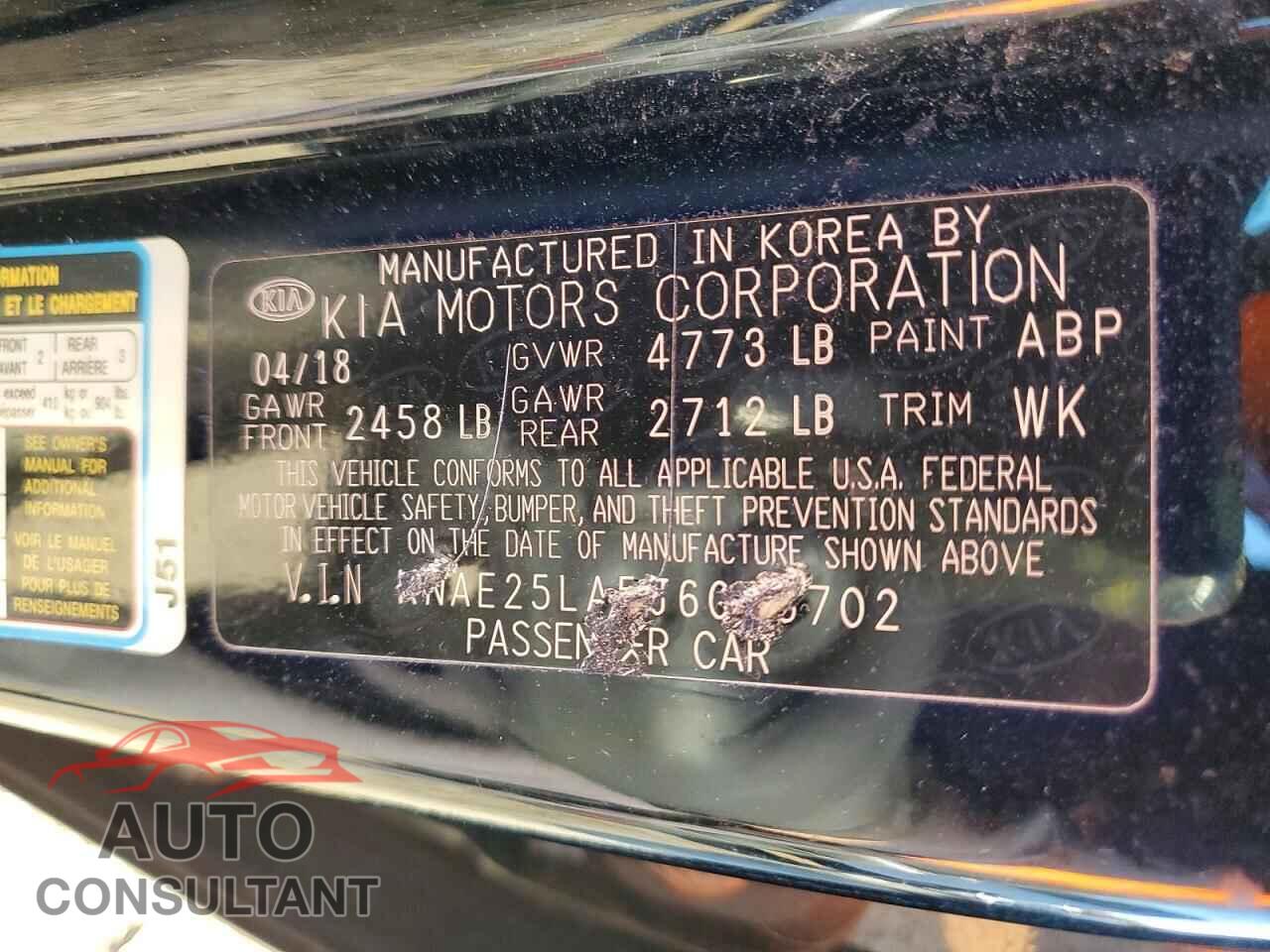 KIA STINGER 2018 - KNAE25LA5J6036702