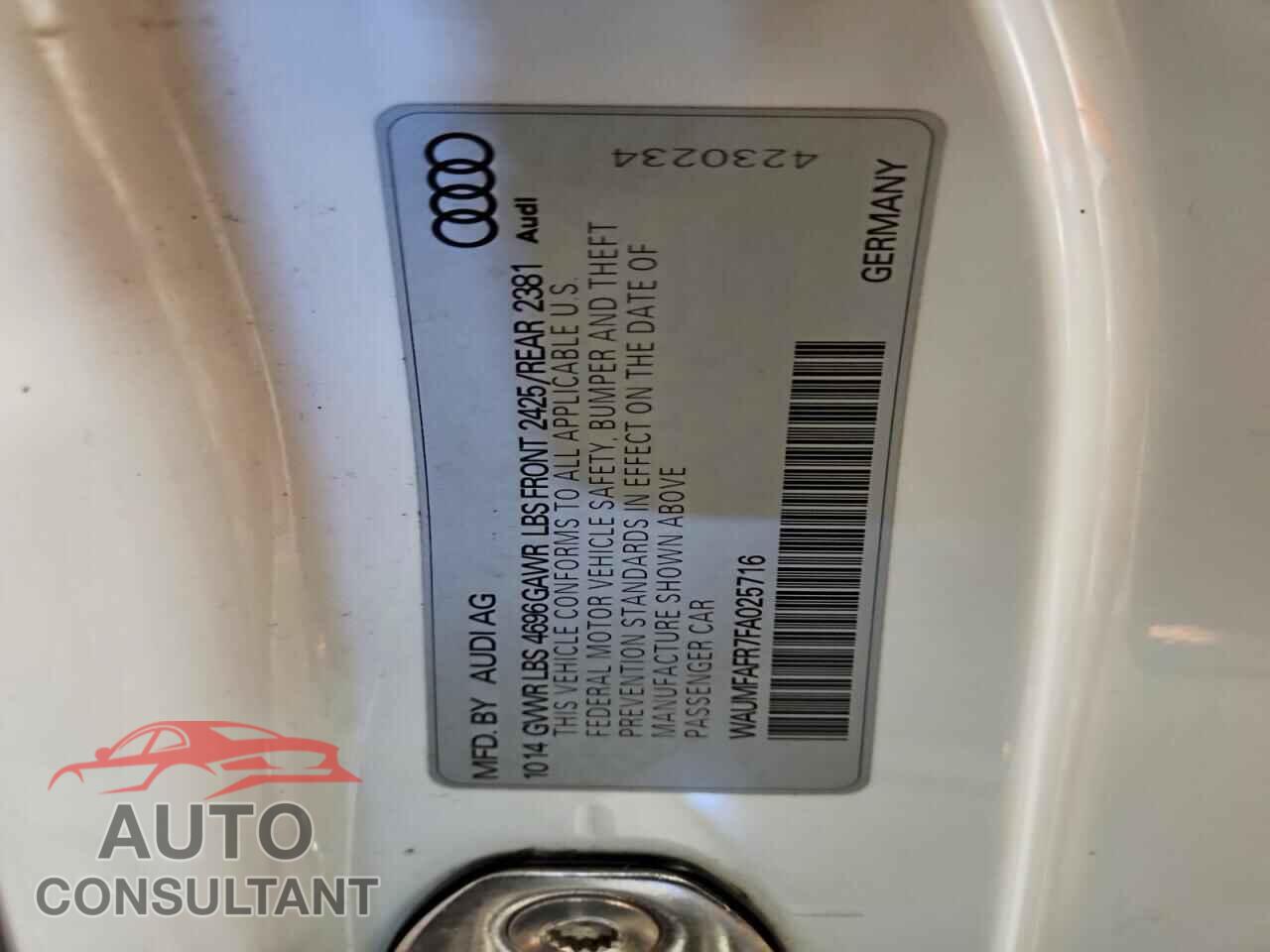 AUDI A5 2015 - WAUMFAFR7FA025716