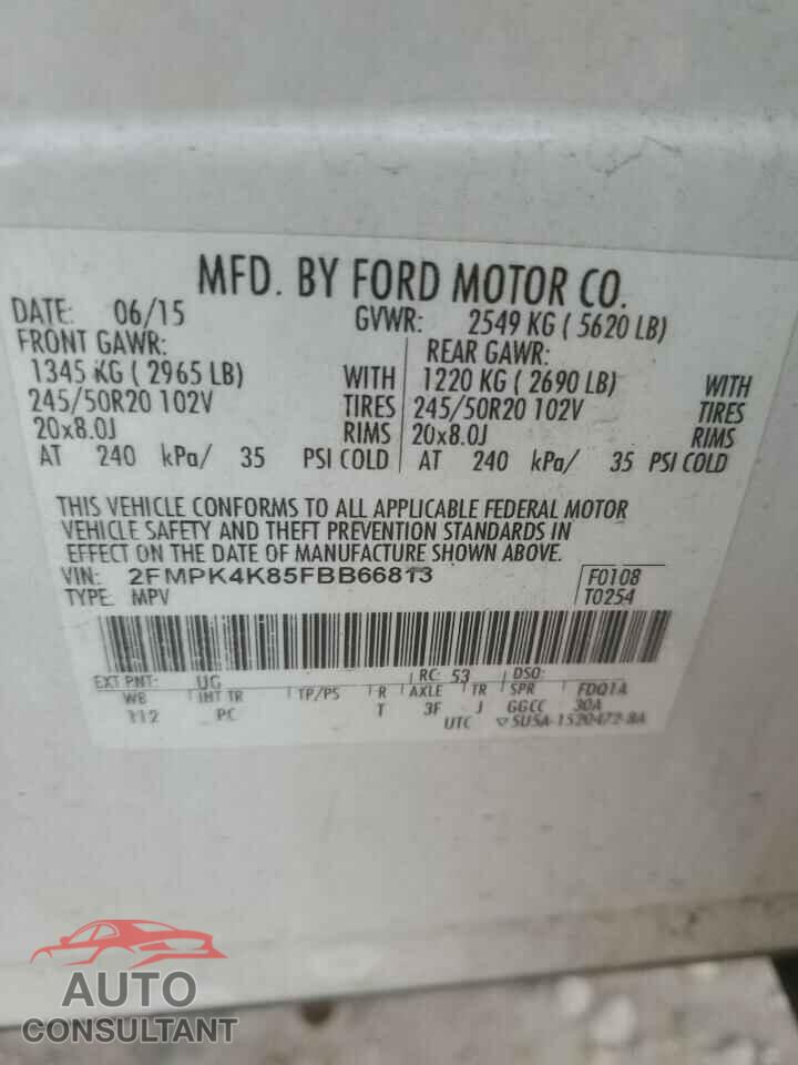 FORD EDGE 2015 - 2FMPK4K85FBB66813