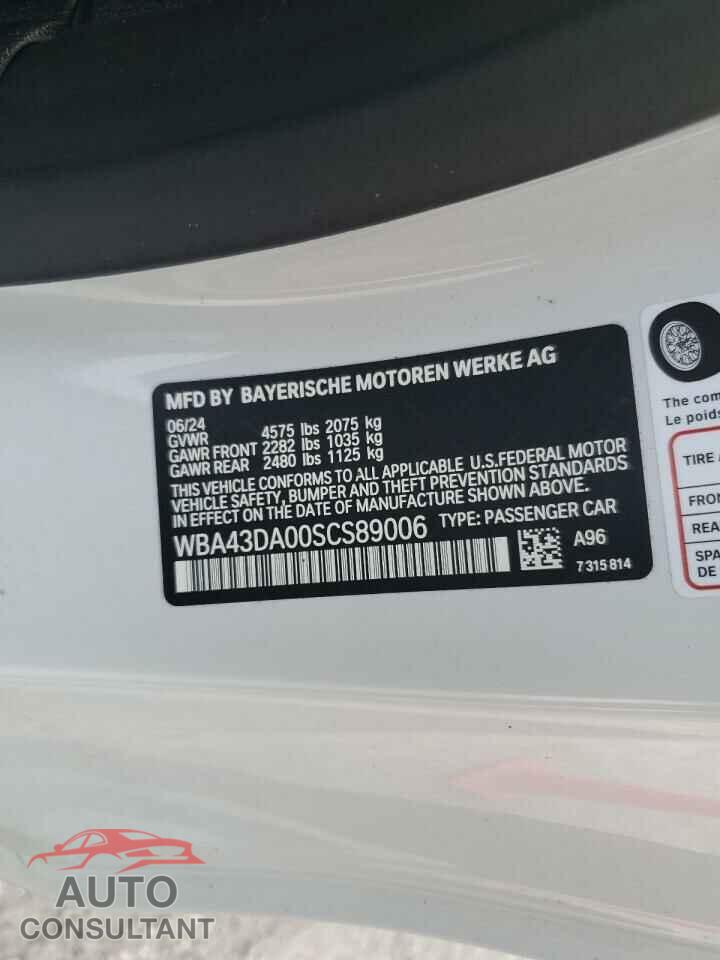 BMW 4 SERIES 2025 - WBA43DA00SCS89006