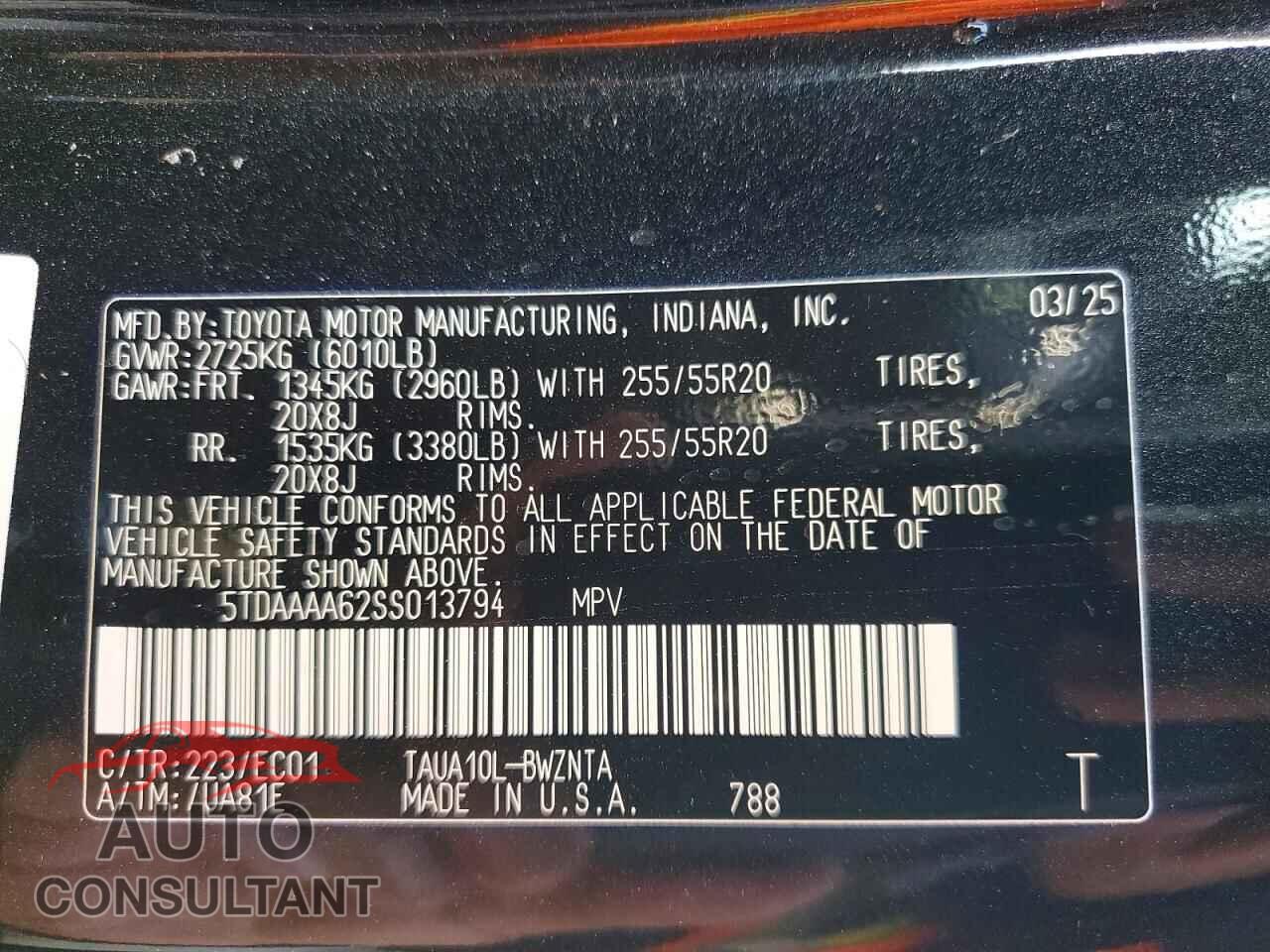 LEXUS UNKNOWN 2025 - 5TDAAAA62SS013794