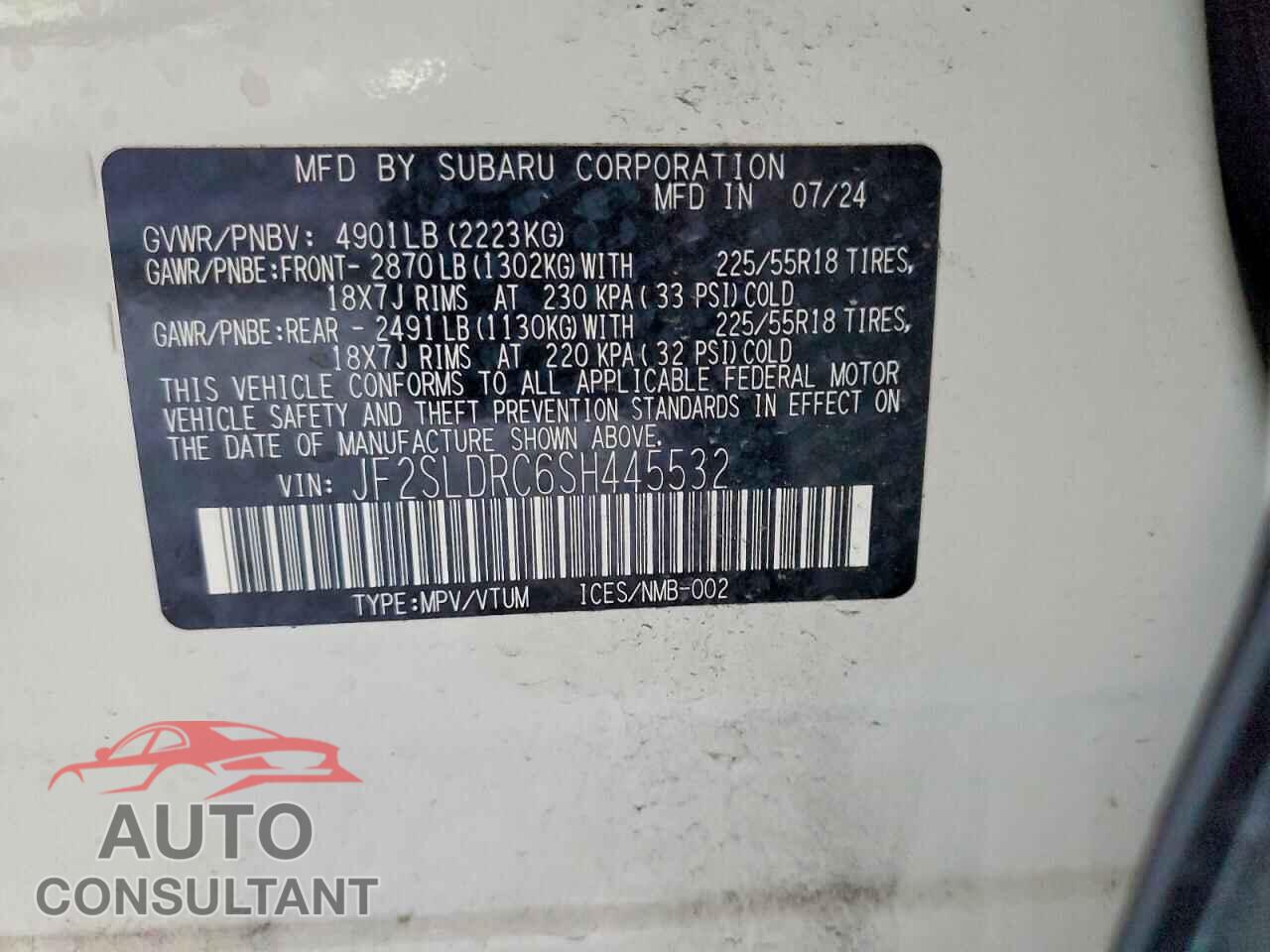 SUBARU FORESTER 2025 - JF2SLDRC6SH445532