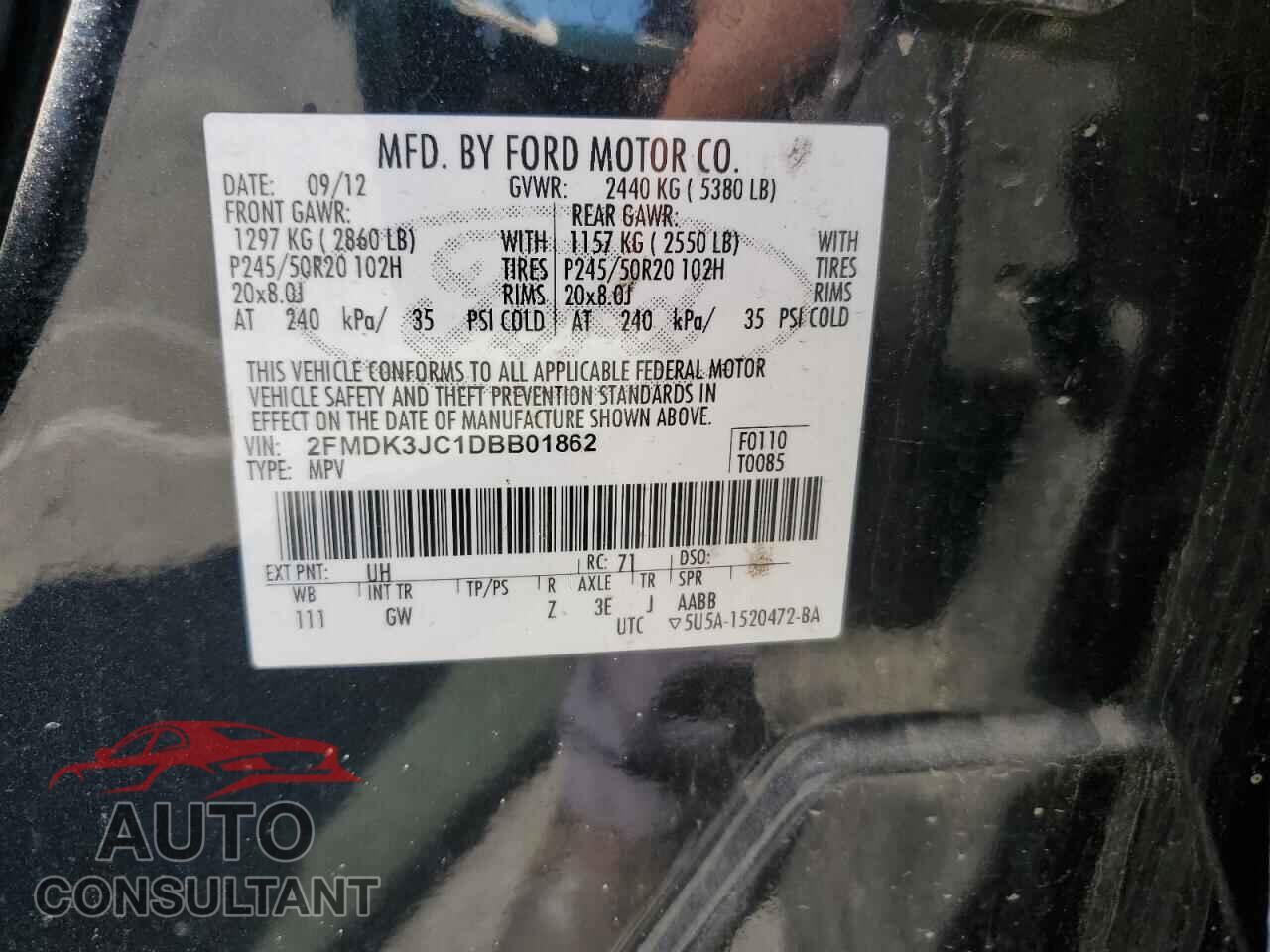 FORD EDGE 2013 - 2FMDK3JC1DBB01862